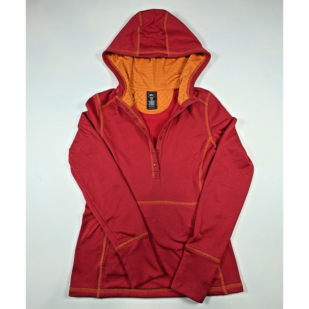 REI Hoodie XXS quarter snap hoodie red orange